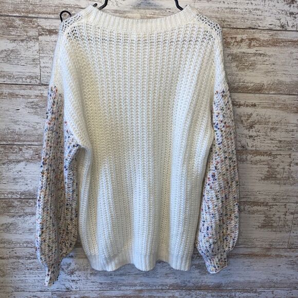 Andthewhy Tell Me Why Rainbow Color Sleeve Sweater Size M/L NWT - Picture 4 of 4